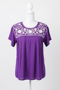 NEW LAYERZ CLOTHING embroidered fiesta top in purple